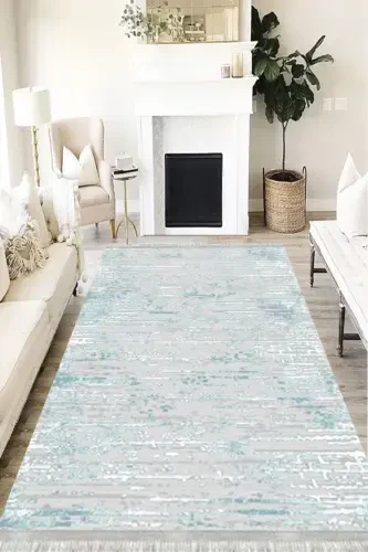 Texture Eco Punto Non-Slip Washable Antibacterial Digital Printing Texture Carpet Runner-BLUE - 1