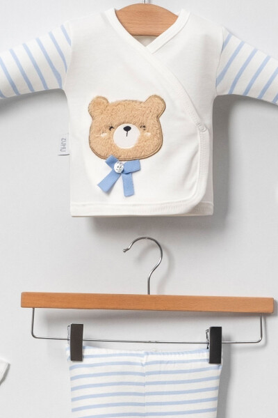 Textured Boxed Boy - Newborn Baby Clothes Bear 11-Piece Hospital Discharge Sets Süzene Nakı - 3