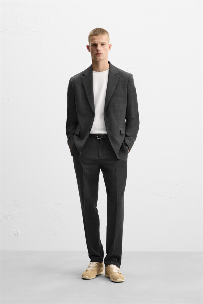 Textured Classic Blazer - Anthracite Grey - 1