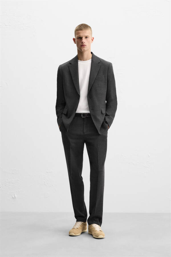 Textured Classic Blazer - Anthracite Grey - 1