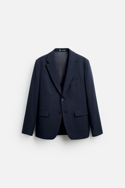 Textured classic blazer, blue. - 7