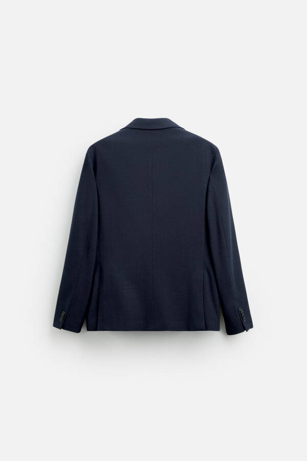 Textured classic blazer, blue. - 8