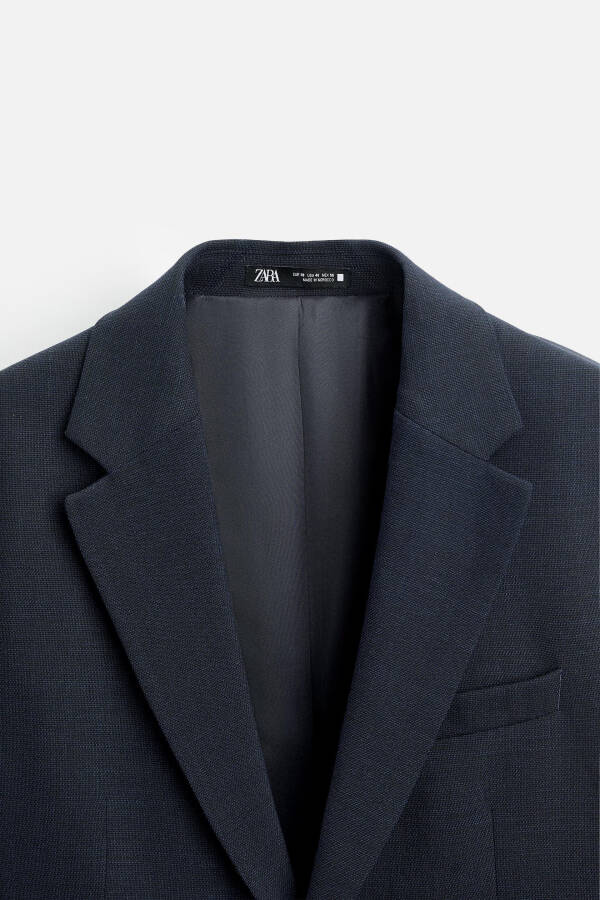 Textured classic blazer, blue. - 9