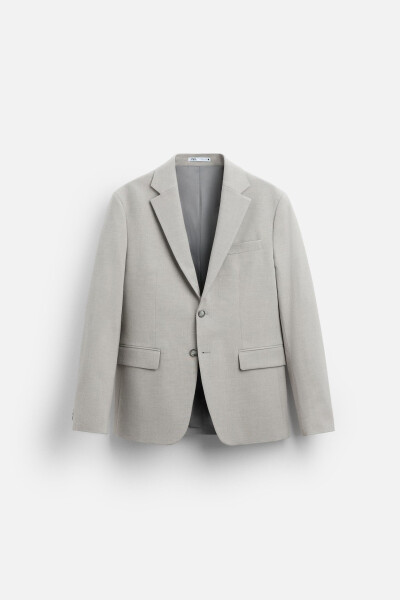 Textured Classic Blazer - Stone - 6