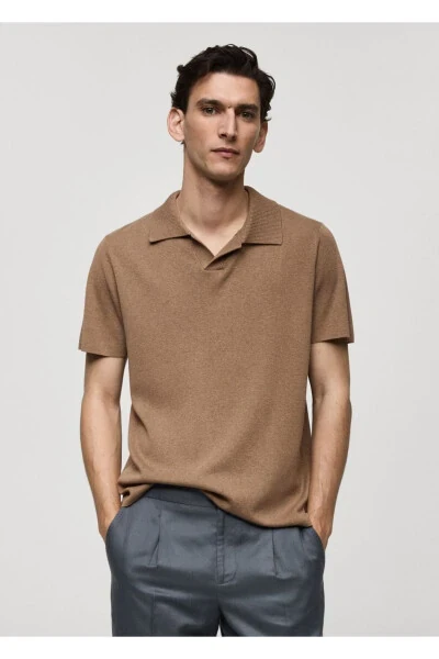 Textured Cotton Polo Shirt - MANGO MAN