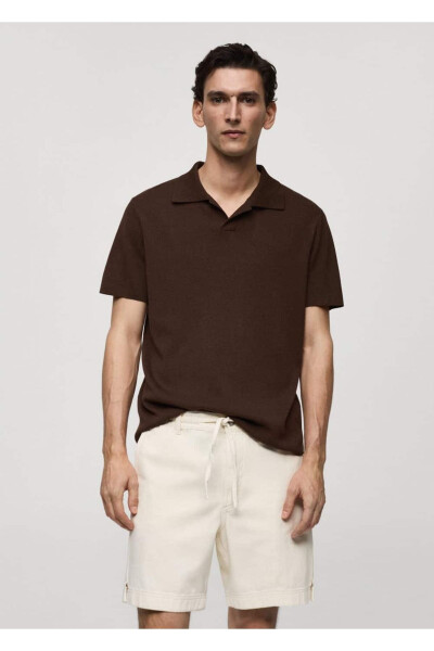 Textured Cotton Polo Shirt - MANGO MAN