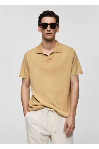 Textured Cotton Polo Shirt - MANGO MAN