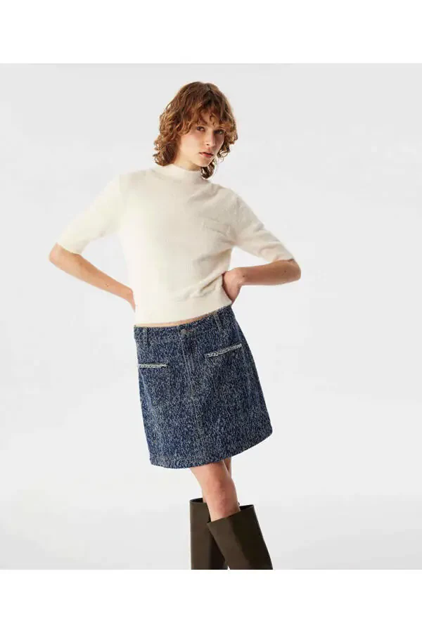 Textured denim skirt - 2