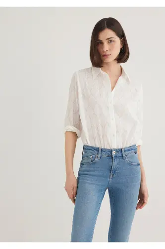 Textured Ecru Shirt Loose Fit / Relaxed Fit 121 - 3