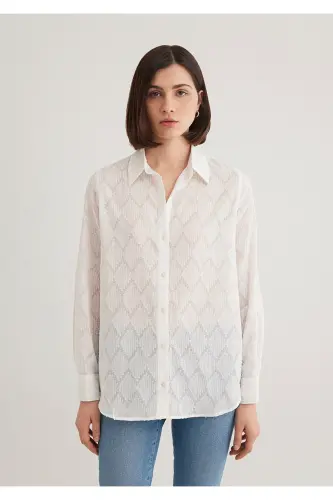 Textured Ecru Shirt Loose Fit / Relaxed Fit 121 - 4