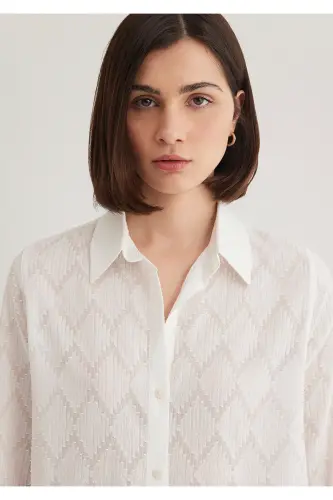 Textured Ecru Shirt Loose Fit / Relaxed Fit 121 - 6