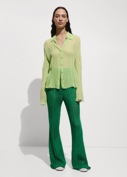 Textured, flowy blouse - Grass Green. - 4