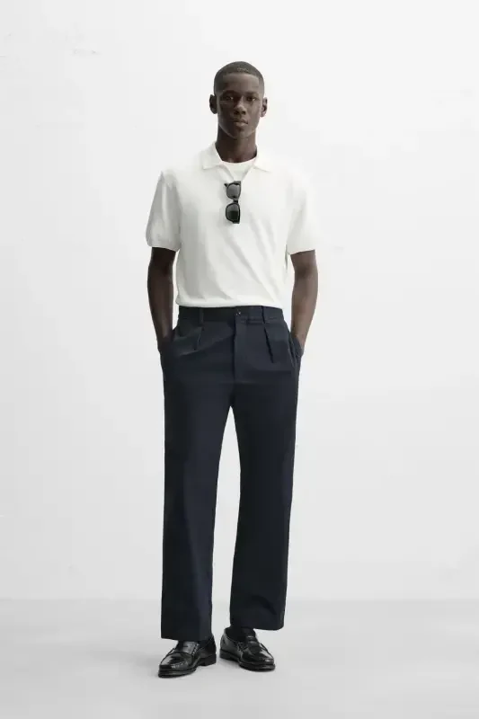 TEXTURED KNIT POLO T-SHIRT-Ecru - 3