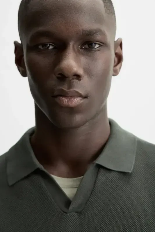 TEXTURED KNIT POLO T-SHIRT-khaki - 6