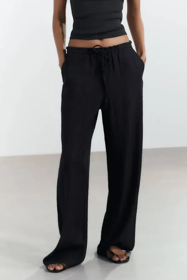 TEXTURED PANTS - Black - 2