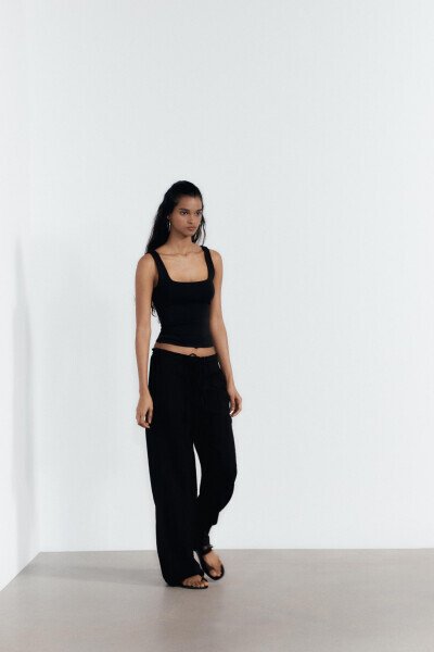 TEXTURED PANTS - Black - 3