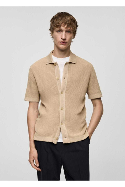 Textured Pique Polo Shirt - MANGO MAN