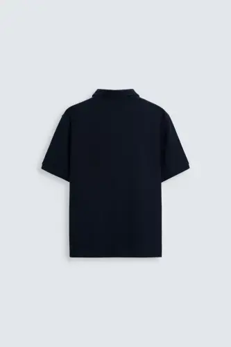 TEXTURED POLO T-SHIRT-NAVY BLUE - ZARA (1)