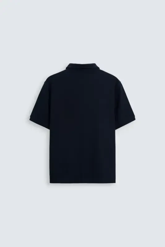 TEXTURED POLO T-SHIRT-NAVY BLUE - 2