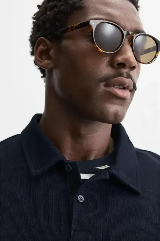 TEXTURED POLO T-SHIRT-NAVY BLUE - 9