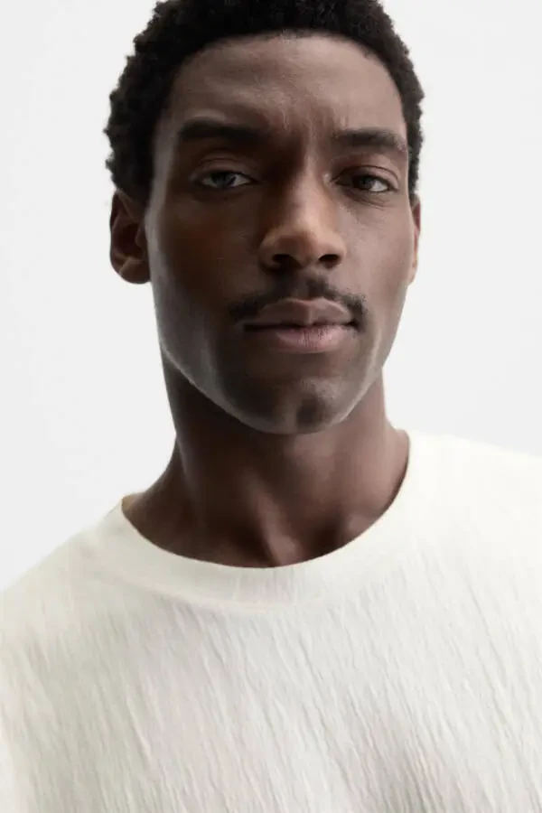 TEXTURED RELAXED FIT T-SHIRT-Dirty-white - 6