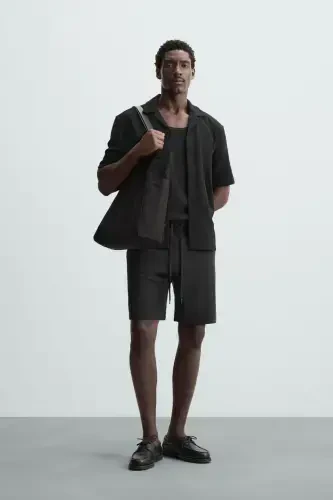 TEXTURED SHIRT-Black - 1