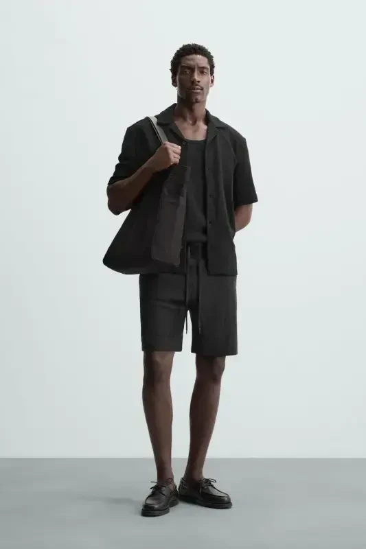 TEXTURED SHIRT-Black - ZARA