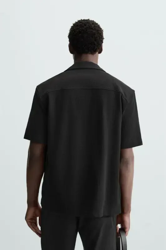 TEXTURED SHIRT-Black - 3