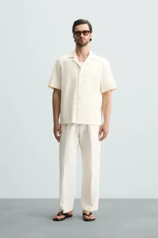 TEXTURED SHIRT-Ecru - ZARA