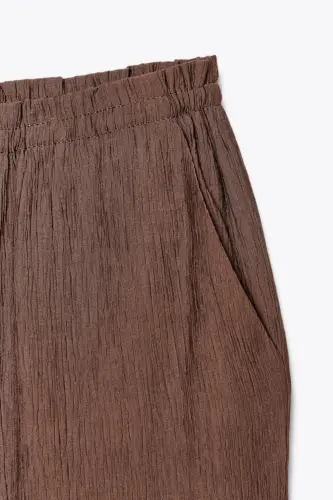 TEXTURED TROUSERS - Chocolate brown - 1