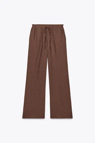 TEXTURED TROUSERS - Chocolate brown - 4
