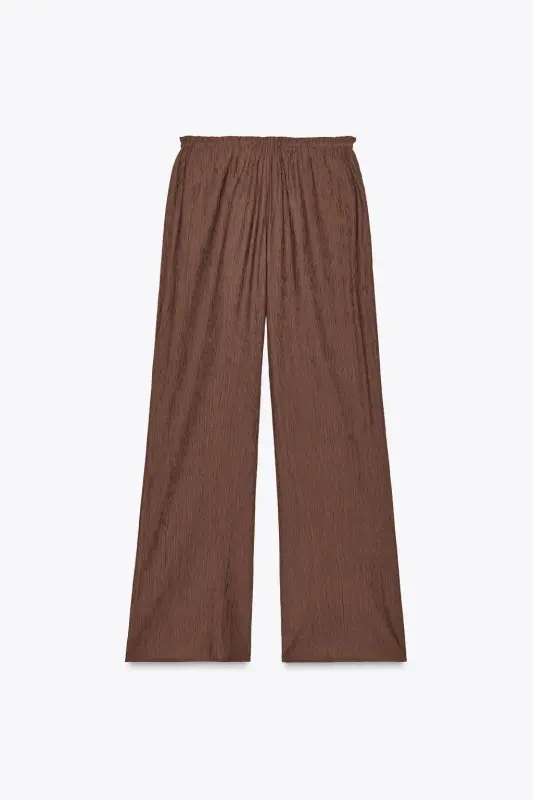 TEXTURED TROUSERS - Chocolate brown - 5