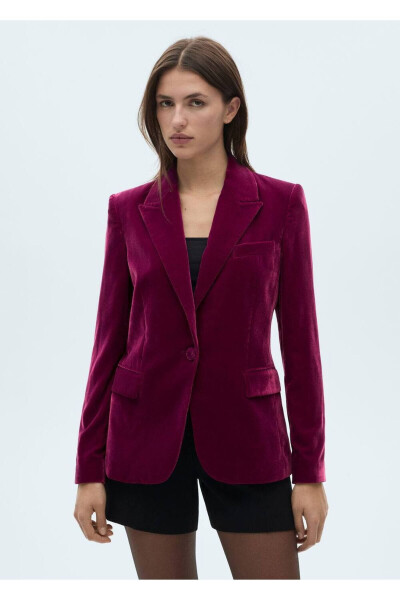 Textured Velvet Blazer Jacket - MANGO WOMAN