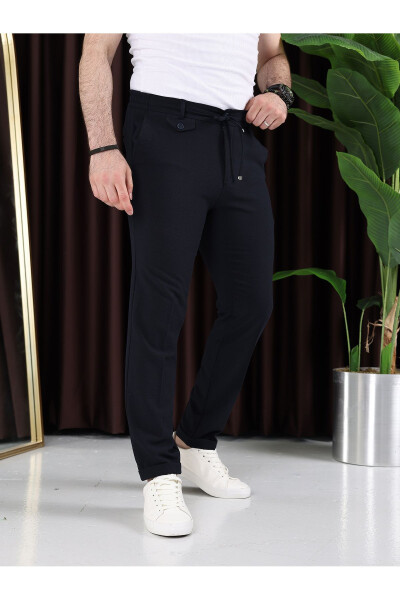 Textured Waffle Fabric Jogger Pants - 3