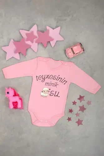 Teyzesinin Kuzusu Baskılı Uzun Kollu Pamuklu Zıbın-Pembe - 1