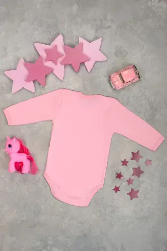 Teyzesinin Kuzusu Baskılı Uzun Kollu Pamuklu Zıbın-Pembe - 2