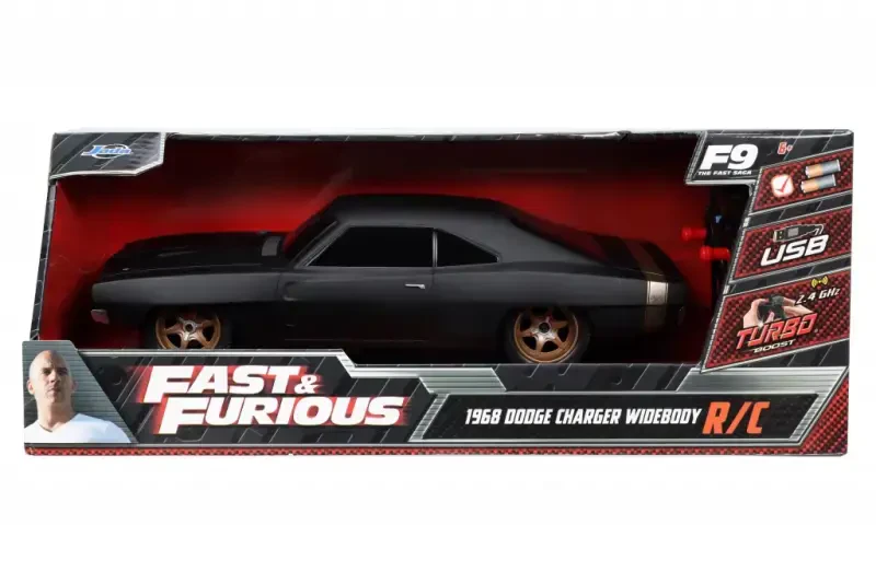 Tezkor va g'azabli 1: 16 Domning 1968 Dodge Charger Widebody RC Radio Control mashinalari (Qora) - 8