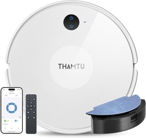 Thamtu Robot Vacuum Cleaner and Mop Combo Smart Navigation Strong Suction Power Robotic Vacuum Cleaner 2-in-1 Sweep and Mop Vacuum with Remote Control Compatible with Alexa - 1