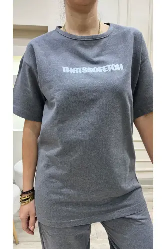Thatssofetch Füme T-shirt Eşofman Altı Jogger - Oq Bosmali Eşofman Takımı Katta o'lchamli-Füme - 3