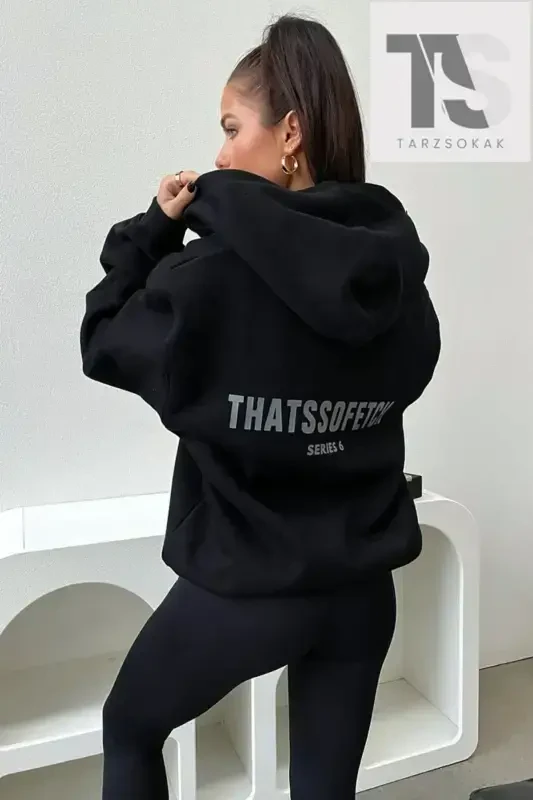 Thatssofetch Series 6 Baskılı Örme Paxta 2 ip Siyoh Fermuarli Hırka-SIYOH Thatssofetch - 1