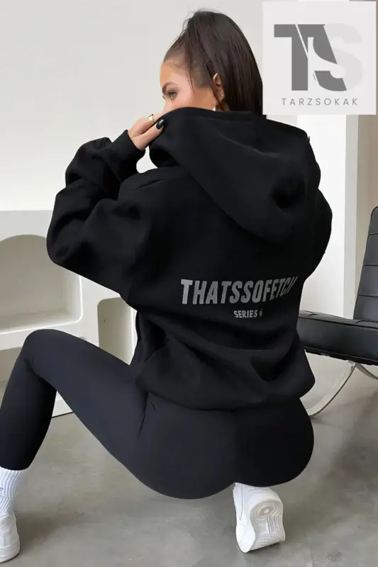 Thatssofetch Series 6 Bosilgan Trikoton Paxta 2 nalli Qora Zip Xurka - QORA Thatssofetch - 2