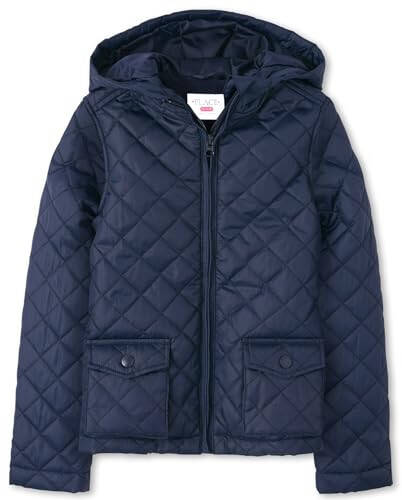 The Children's Place Girls' Zip Up Quilted Hooded Jacket - 1