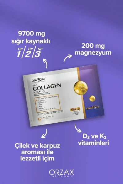 The Collagen Mag Plus Qulupnay va Tarvuz Ta'mli Oziq-ovqat Qo'shimchasi 9700mg 30 Shtuchka - 3