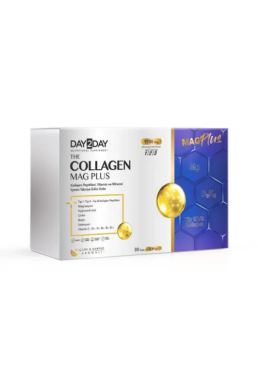 The Collagen Mag Plus Qulupnay va Tarvuz Ta'mli Oziq-ovqat Qo'shimchasi 9700mg 30 Shtuchka - DAY2DAY