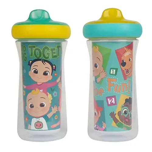 The First Years Cocomelon Kids Insulated Sippy Cups - Dishwasher Safe Spill Proof Toddler Cups - Ages 12 Months and Up - 9 Ounces - 2 Count 