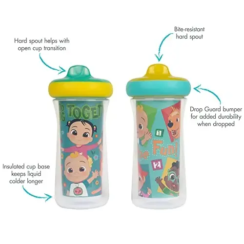 The First Years Cocomelon Kids Insulated Sippy Cups - Dishwasher Safe Spill Proof Toddler Cups - Ages 12 Months and Up - 9 Ounces - 2 Count (Pack of 12) - THE FIRST YEARS (1)