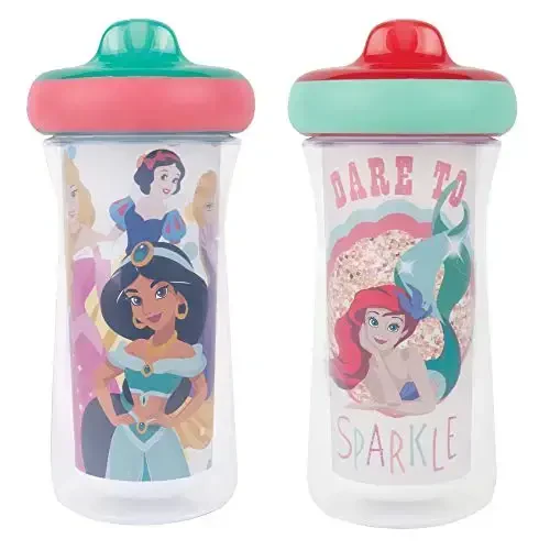 The First Years Disney Princess Kids Insulated Sippy Cups - Dishwasher Safe Spill Proof Toddler Cups - Ages 12 Months and Up - 9 Ounces - 2 Count - 1