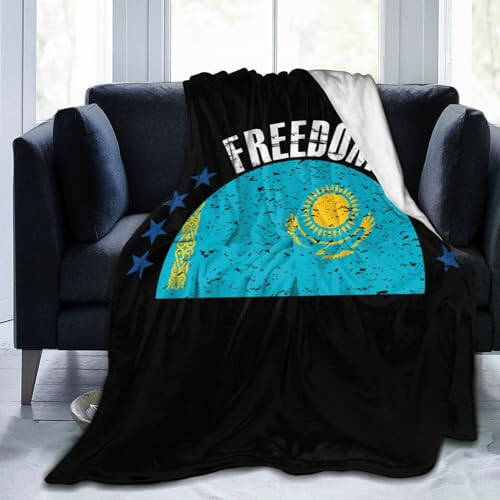 The Kazakhstan Flag and Freedom Throw Blanket 40