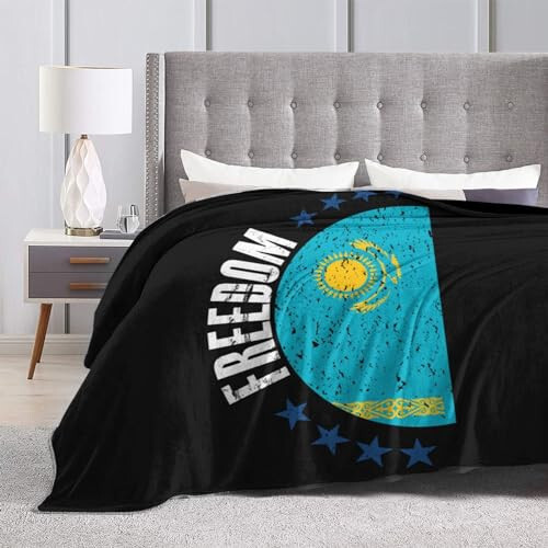 The Kazakhstan Flag and Freedom Throw Blanket 40