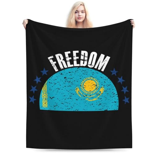 The Kazakhstan Flag and Freedom Throw Blanket 40